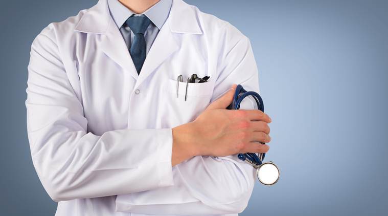 Doctor in front of a bright background